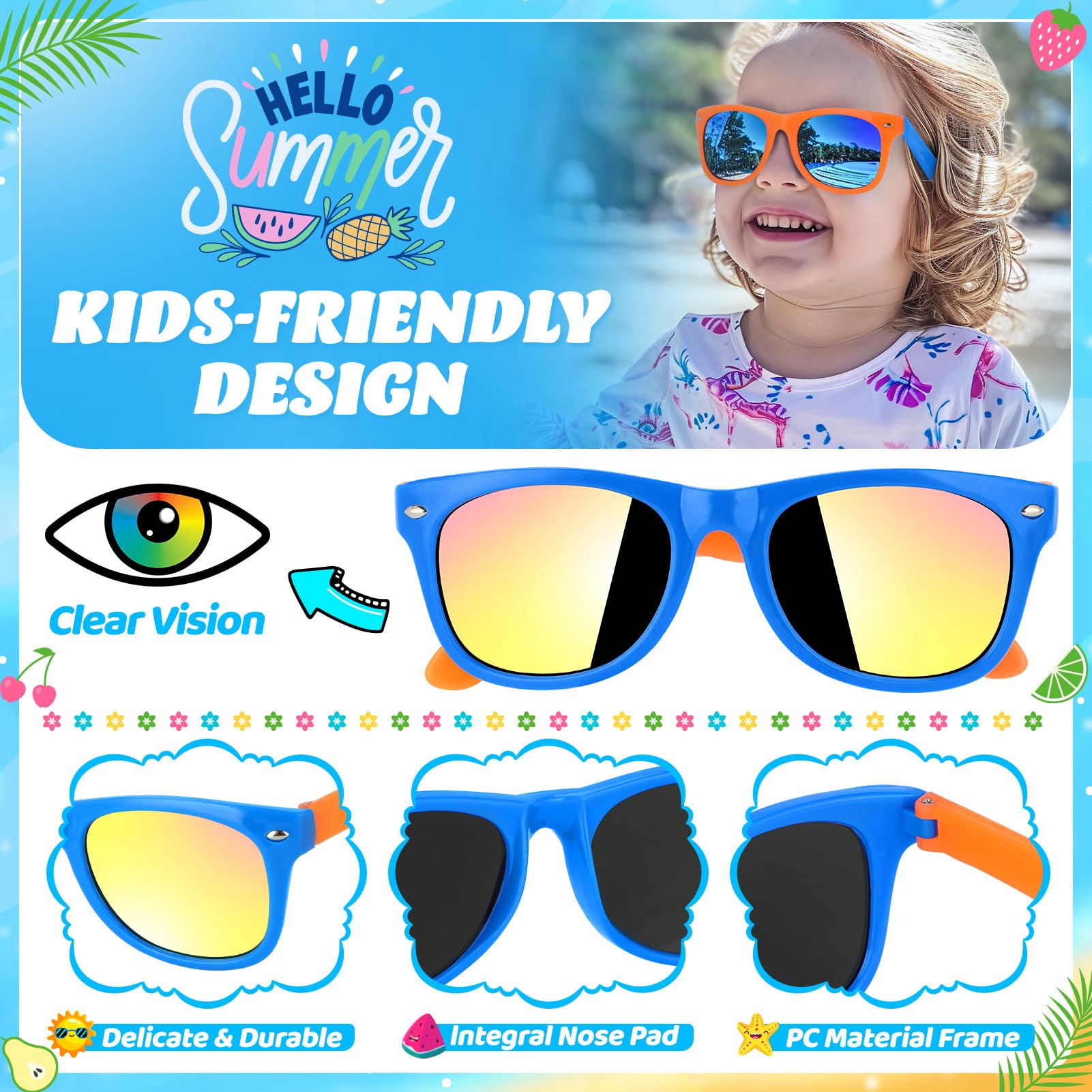 GIFTINBOX 16 Pack Neon Kids Sunglasses Bulk with UV400 Protection for Ages 3-8, Party Favors & Goodie Bag Stuffers