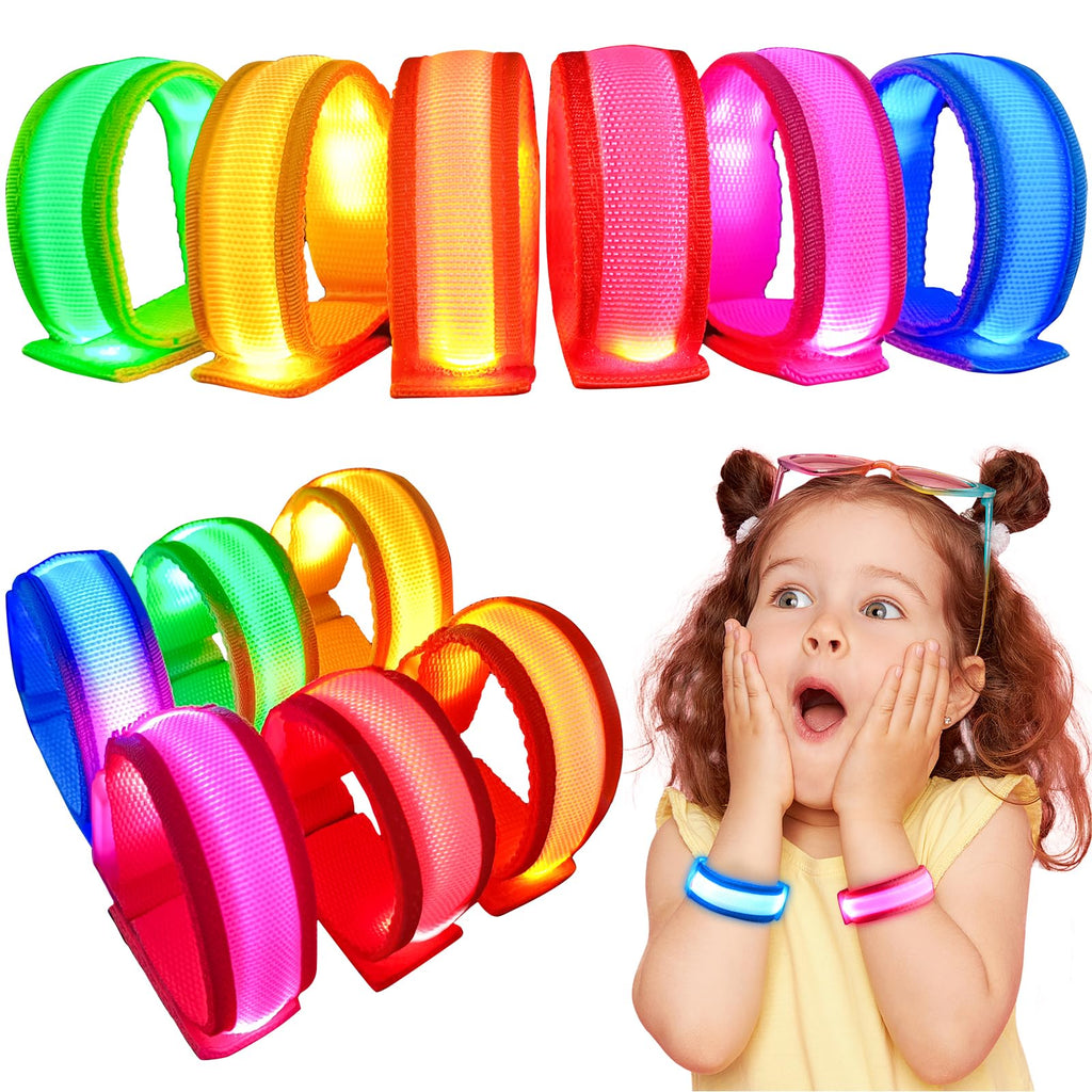 GIFTINBOX 6-Pack LED Light Up Bracelets with 3 Flash Modes for Night Events