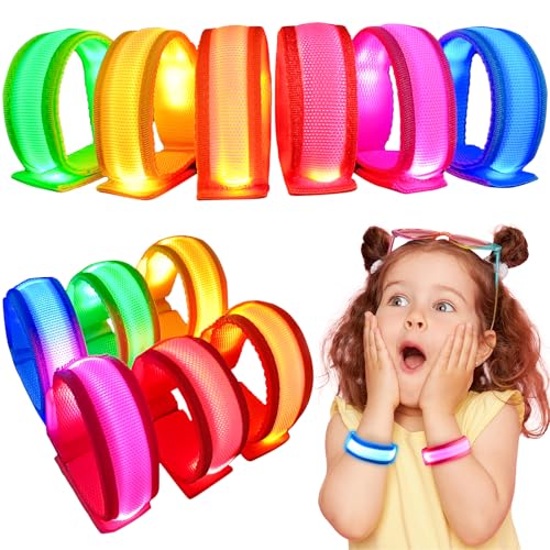 GIFTINBOX 6-Pack LED Light Up Bracelets with 3 Flash Modes for Night Events