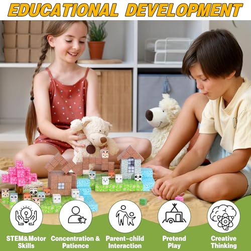 GiftPeak 100-Piece Magnetic Building Blocks – Forest Animal STEM Toy for Ages 3-8