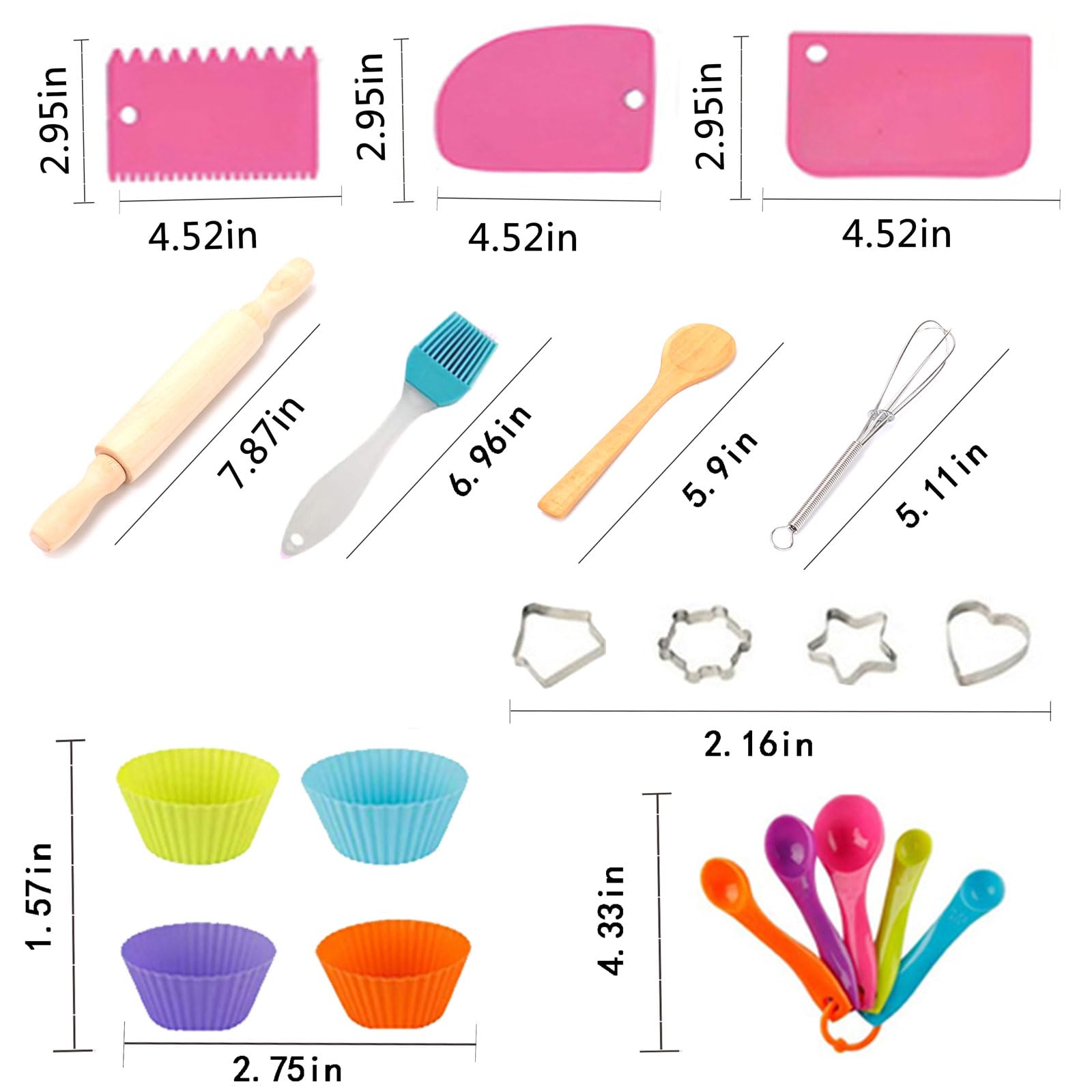 GIFTRRTOY Real Kids Cooking and Baking Set - 24 Piece Chef Role Play Kit with Apron, Hat, Utensils, Cupcake Molds for Toddlers Ages 3+