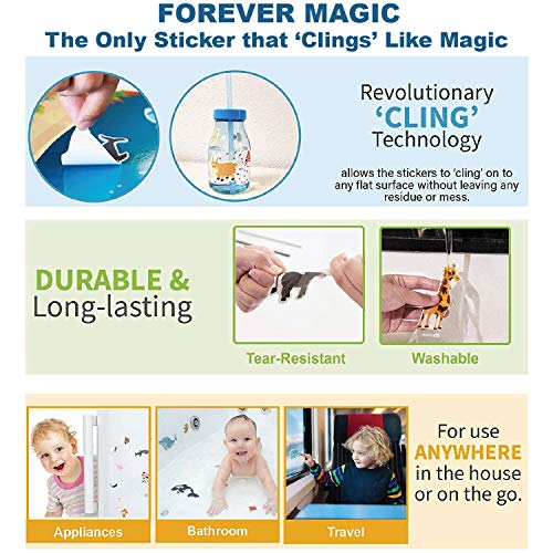 Giggles and Pebbles Magic Sticker Pad Book – Reusable, Washable, 170+ Stickers for Kids Ages 3+