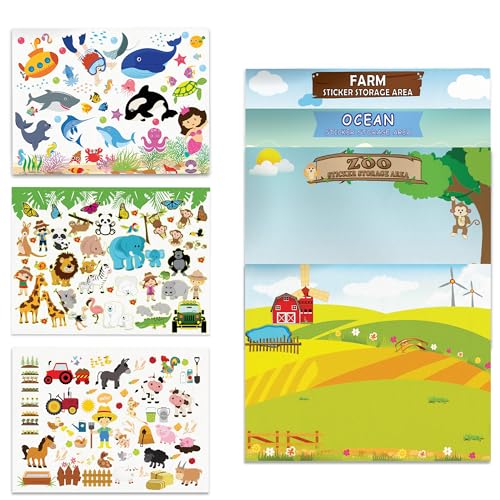 Giggles and Pebbles Magic Sticker Pad Book – Reusable, Washable, 170+ Stickers for Kids Ages 3+