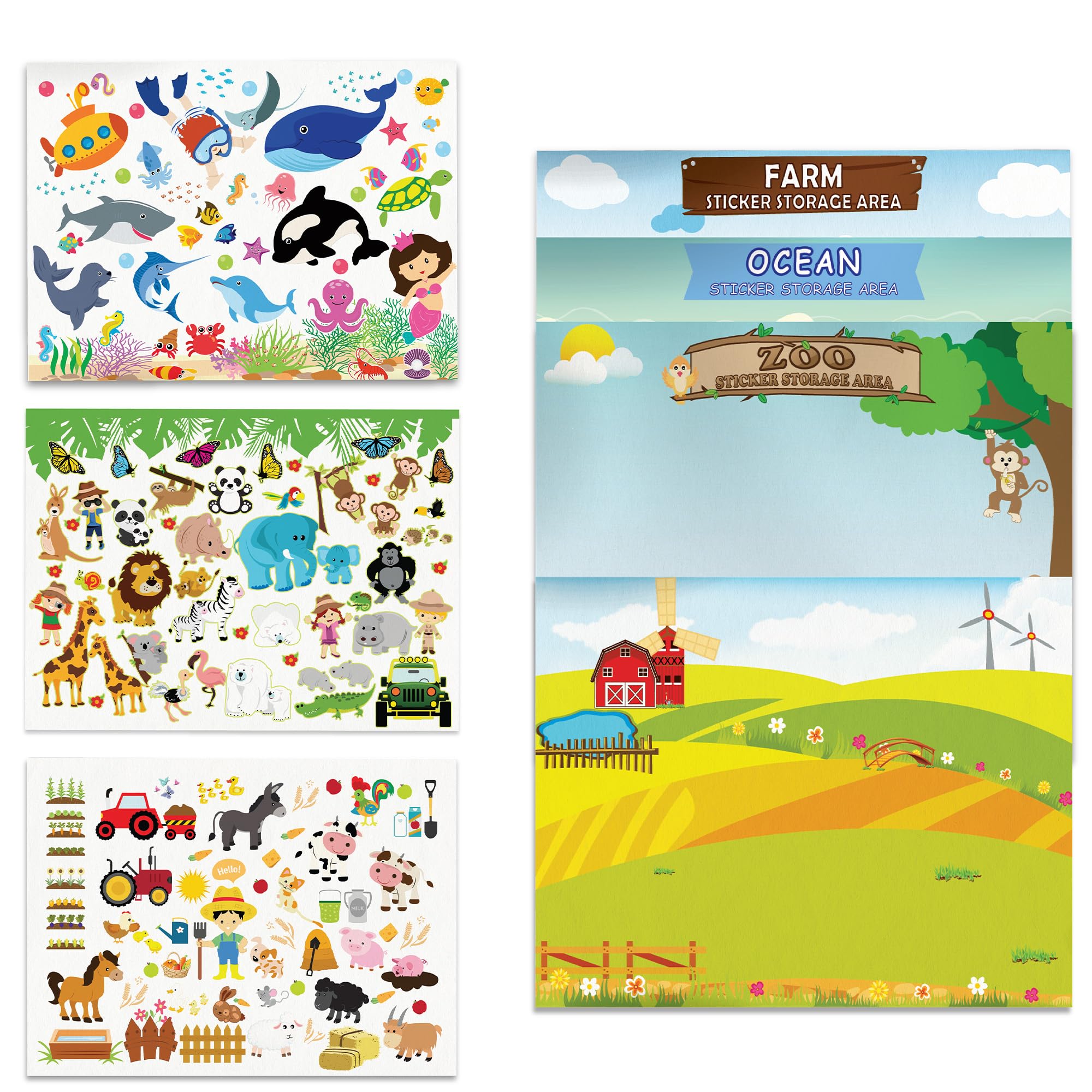 Giggles and Pebbles Magic Sticker Pad Book – Reusable, Washable, 170+ Stickers for Kids Ages 3+