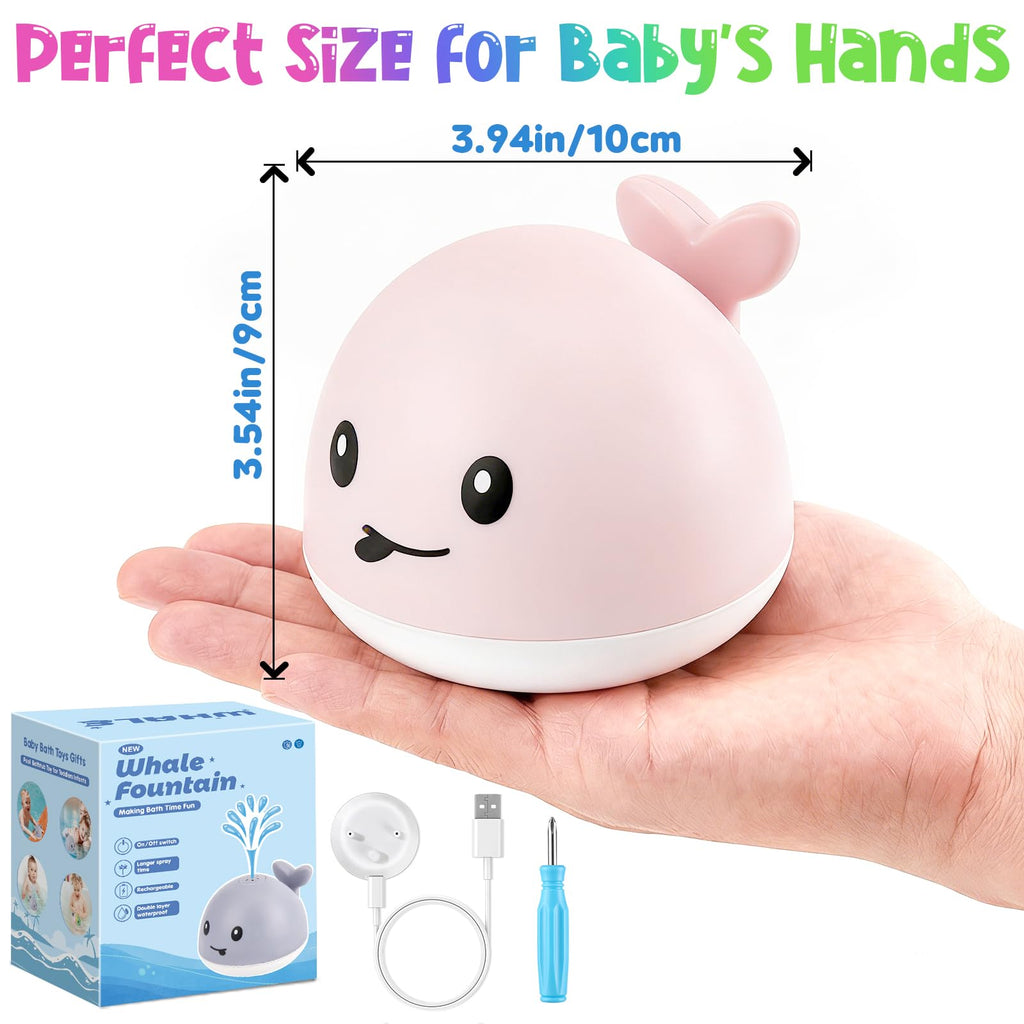 Gigilli Baby Girl Bath Toys – Light-Up Whale Sprinkler with USB Charging Dock, IPX8 Waterproof, BPA-Free, for Toddlers 6 Months to 5 Years