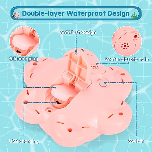 Gigilli Rechargeable Octopus Bath Toy – Light-Up Sprinkler for Toddlers Ages 1-3, 1500mAh Battery, Waterproof Design
