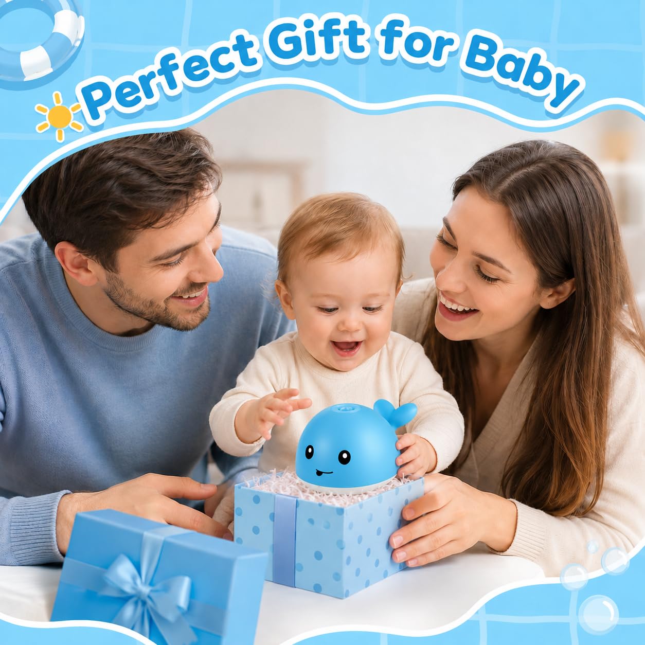 Gigilli Whale Bath Toy Sprinkler - Rechargeable Light Up Bathtub Toy for Toddlers 1-3, Baby Pool Toys for 6-18 Months, Boys Girls Birthday Gift