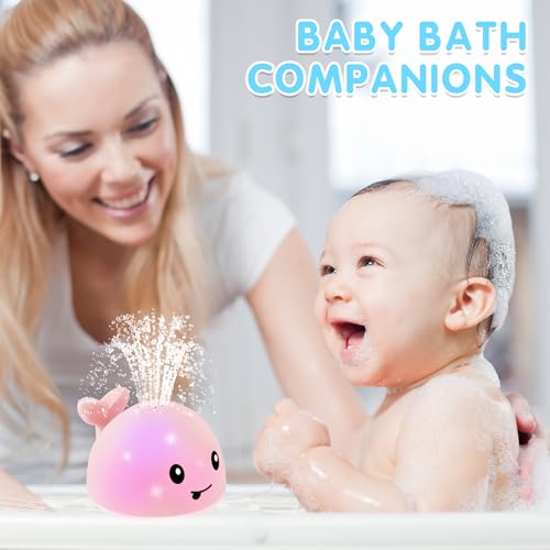 Gigilli Whale Bath Toy Sprinkler – Light Up Water Toy for Babies 6-18 Months, Toddlers 1-3 Years
