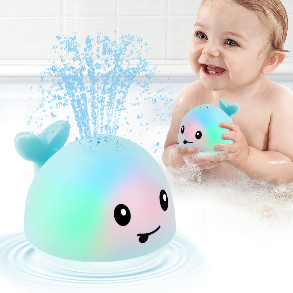 Gigilli Whale Bath Toy Sprinkler with Lights – Automatic Water Spray for Toddlers 1-3 Years