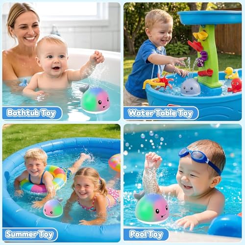 Gigilli Whale Bath Toy Sprinkler with Lights – Automatic Water Spray for Toddlers 1-3 Years