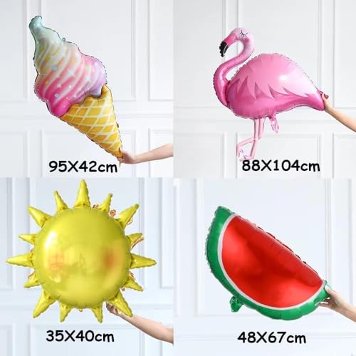 GIHOO Tropical Balloon Arch Kit 144pcs - Hawaiian Luau Decor with Watermelon, Flamingo