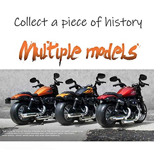 Gilumza Pull Back Motorcycle Toy: Die-Cast Alloy, Music & Lights, Friction Powered for Boys Age 3-8 (Red)