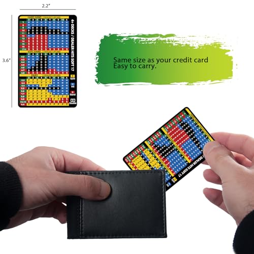 Gimao Stainless Steel Blackjack Strategy Card with Leather Sleeve – Casino-Approved Basic Strategy Reference for 4+ Decks, Soft 17