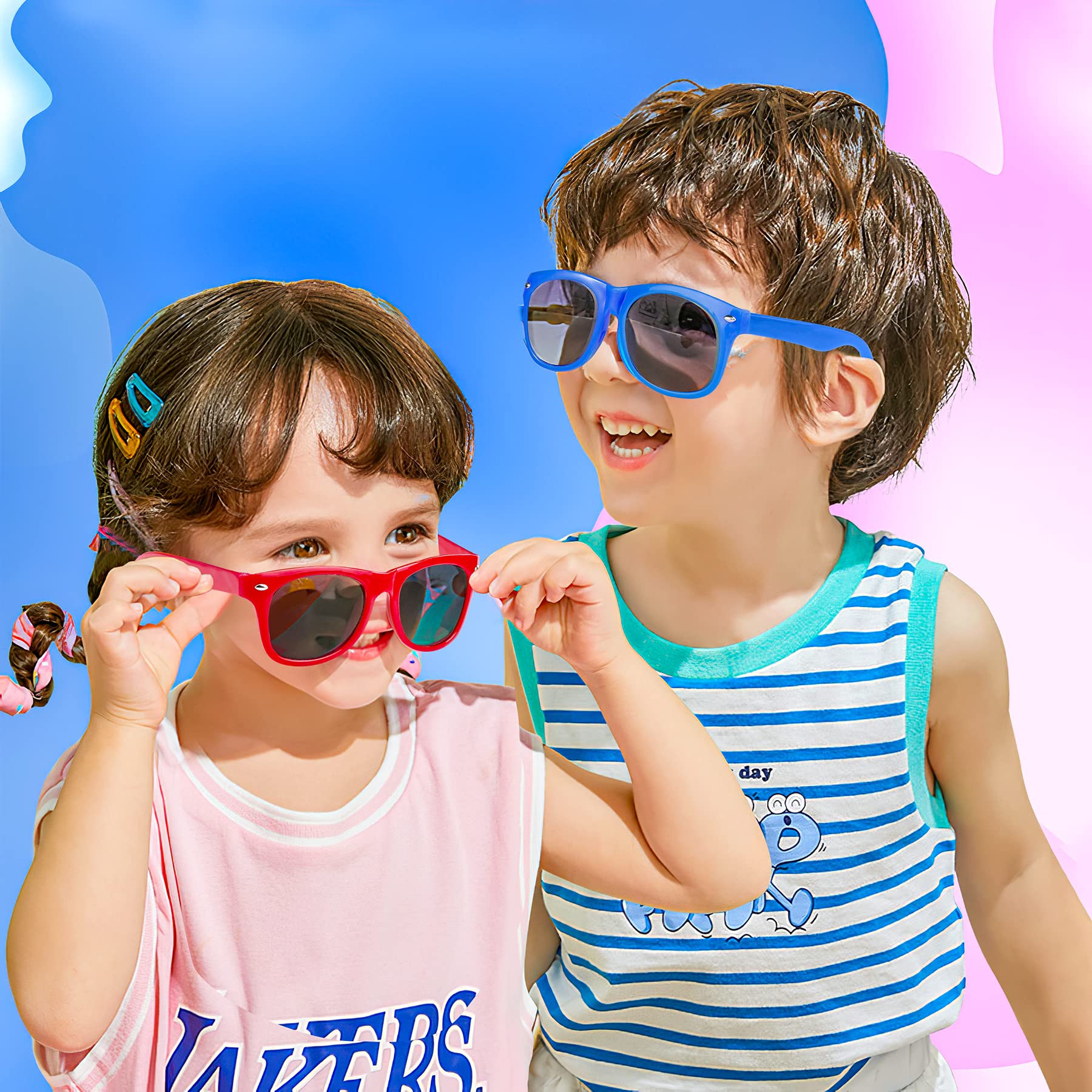 GINMIC Kids Party Sunglasses 12-Pack Neon – Fun UV400 Eye Protection for Boys and Girls