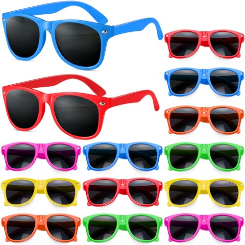 GINMIC Kids Party Sunglasses 12-Pack Neon – Fun UV400 Eye Protection for Boys and Girls