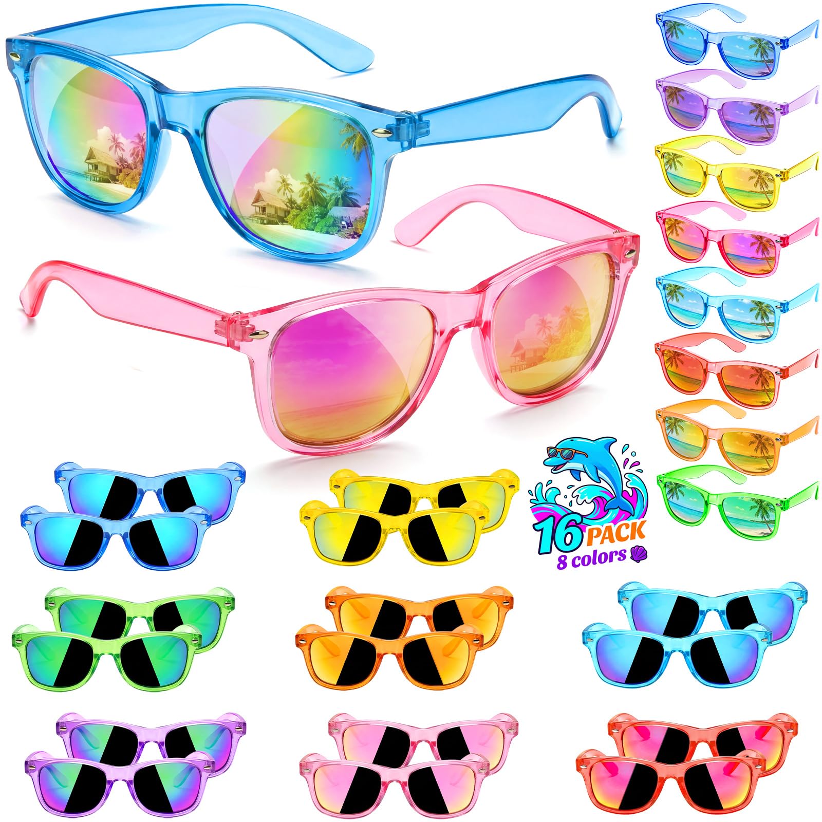 GINMIC Kids Sunglasses Party Favors, 16 Pack with UV400 Protection