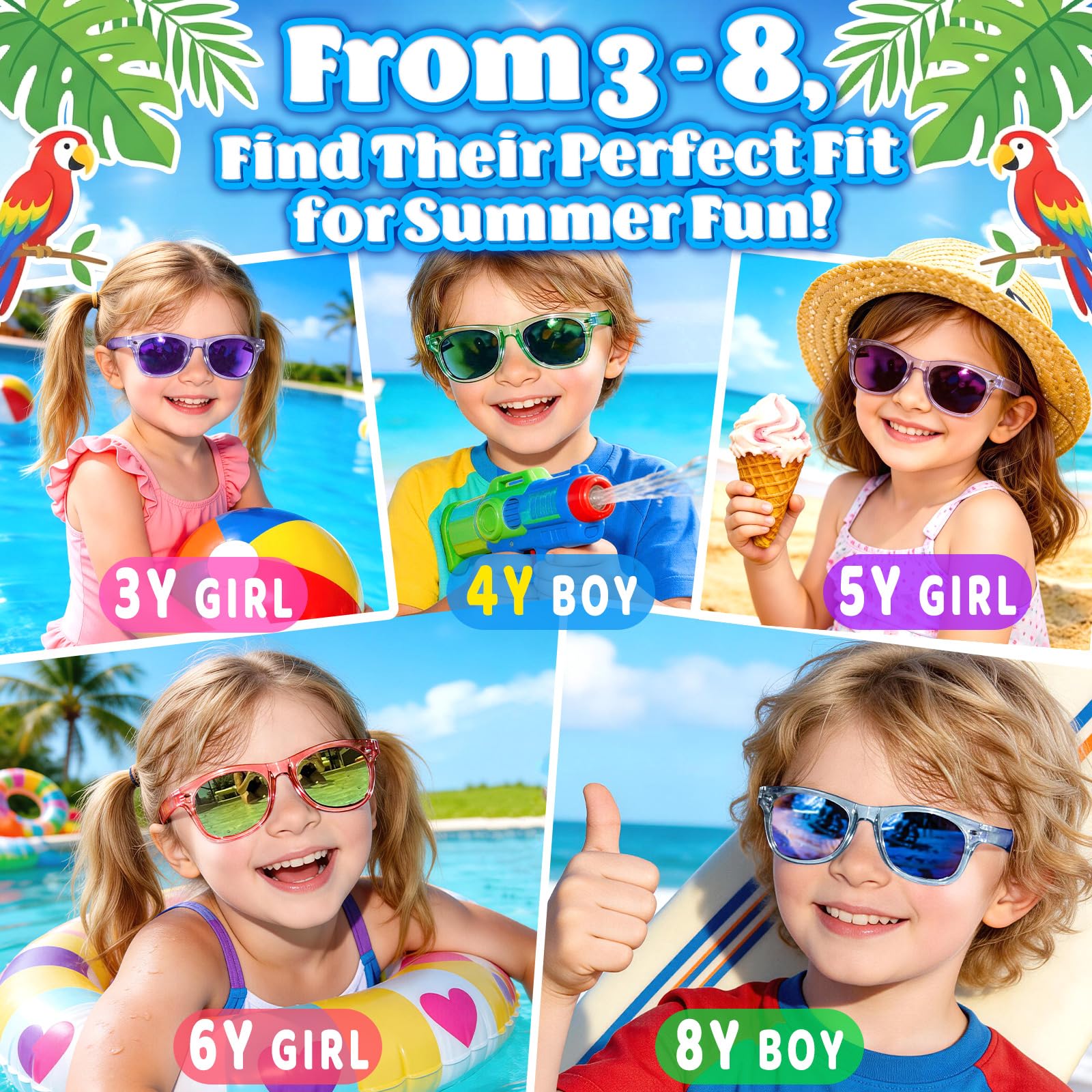 GINMIC Kids Sunglasses Party Favors, 16 Pack with UV400 Protection