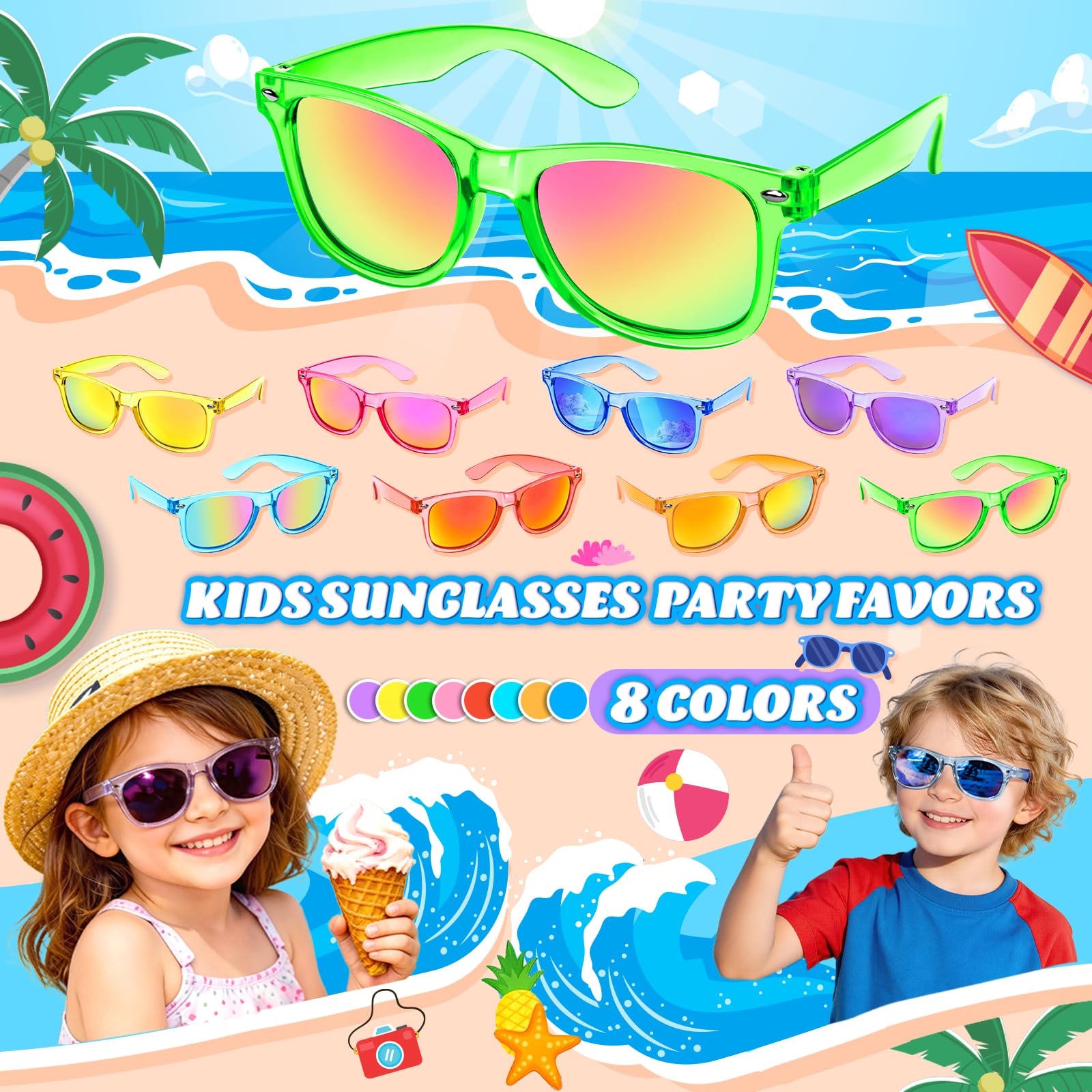 GINMIC Kids Sunglasses Party Favors, 16 Pack with UV400 Protection