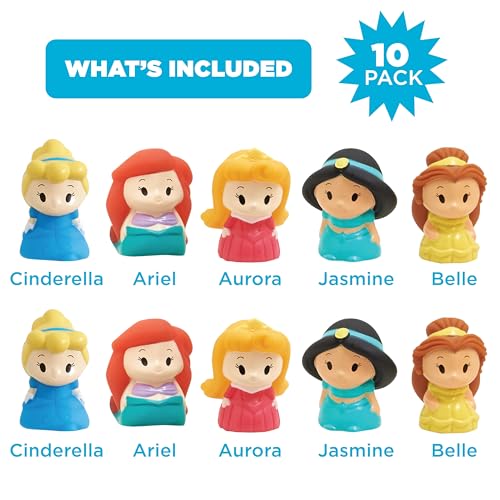 Ginsey Disney Princess 10-Piece Finger Puppet Set – Waterproof Bath Toys & Party Favors, Latex-Free