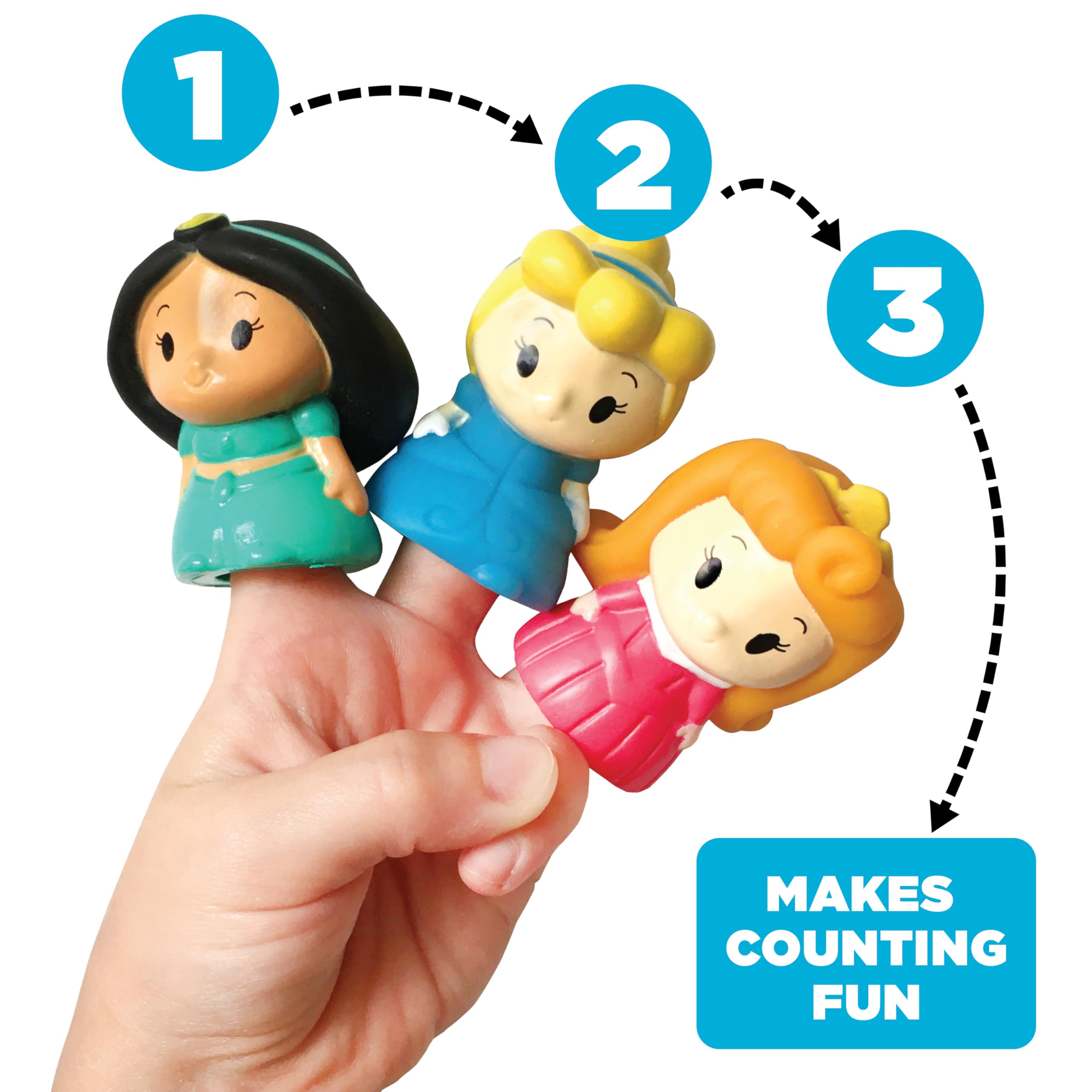 Ginsey Disney Princess 10-Piece Finger Puppet Set – Waterproof Bath Toys & Party Favors, Latex-Free