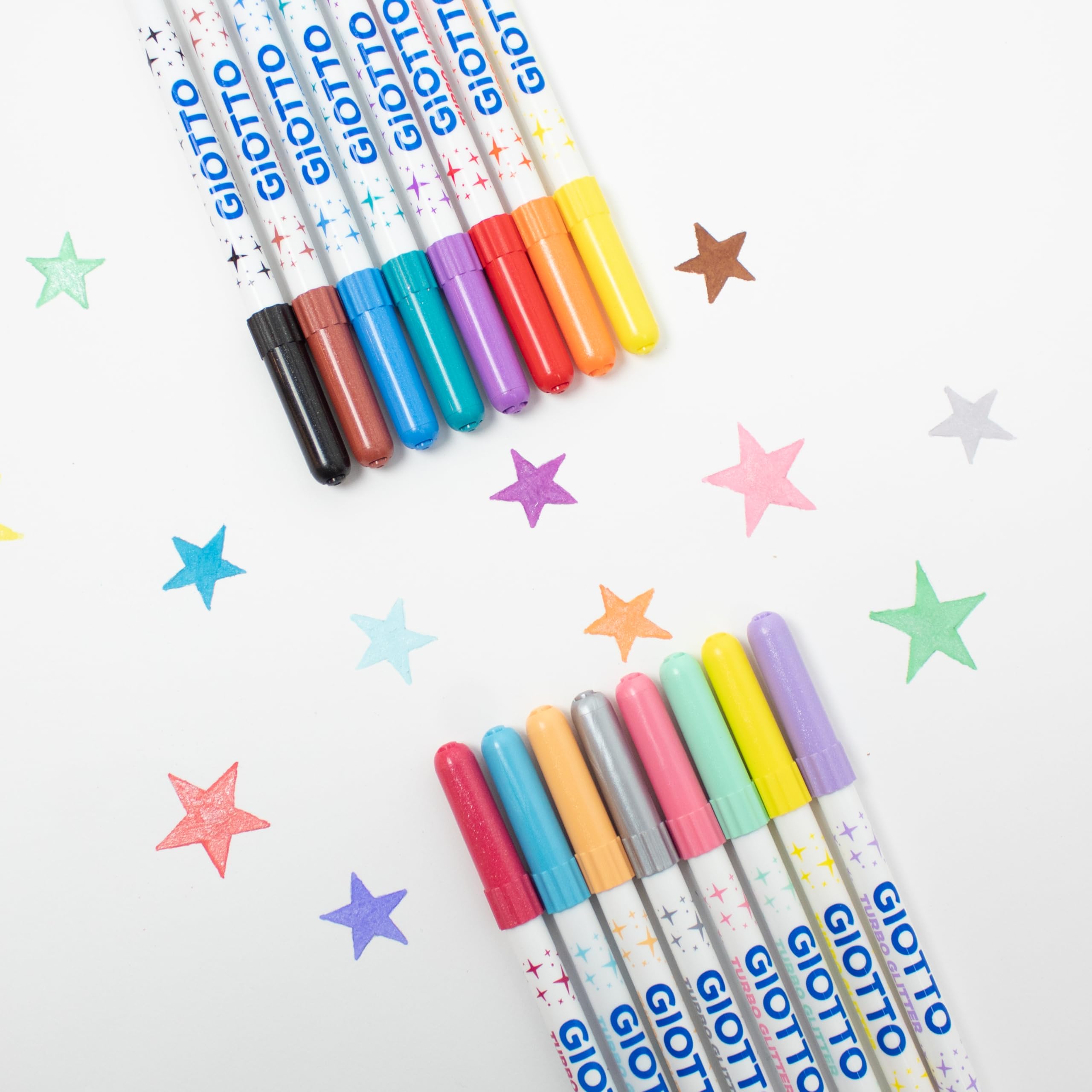 Giotto Glitter Markers Set of 8 - Sparkly Felt Tip Pens for Crafting and Decorating