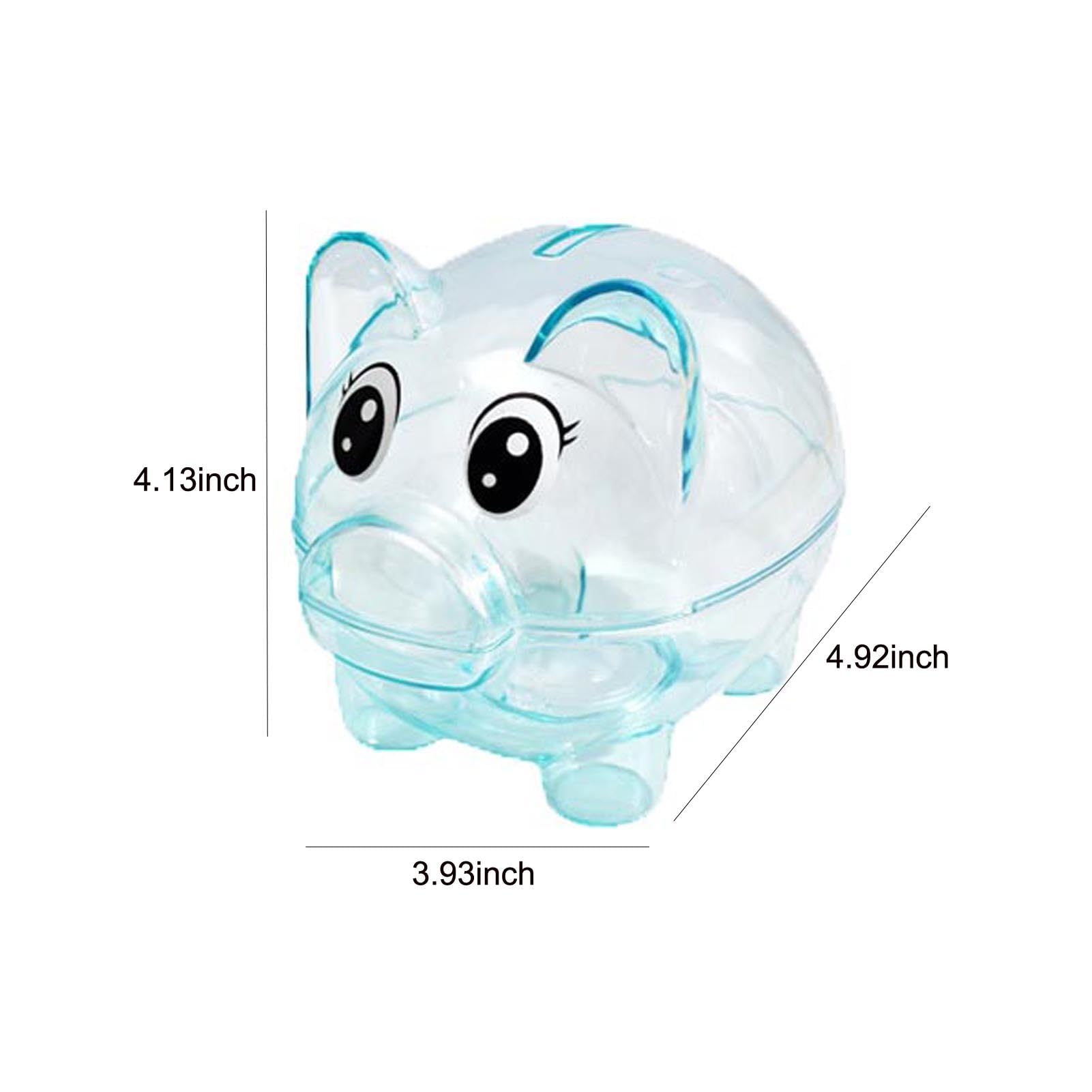 GIRCSS Blue Transparent Plastic Piggy Bank for Kids - Reusable Coin Jar, Gift for Birthday, Easter, Christmas