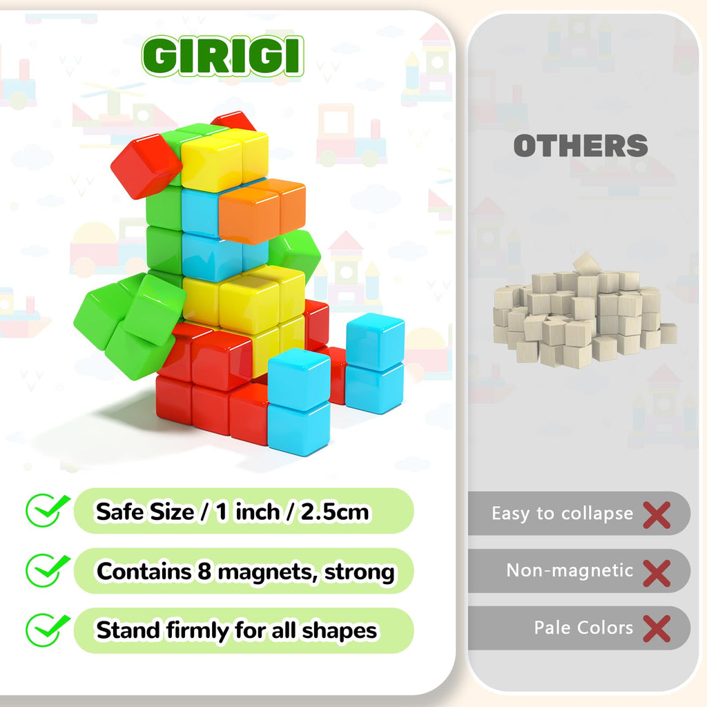 Girigi 40-Piece Magnetic Building Blocks for Toddlers – STEM Sensory Toy for Ages 3-8
