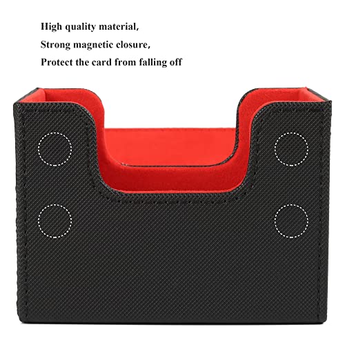 ÆGIS GUARDIAN Card Deck Box for MTG – Leather Commander Deck Case Holds 120+ Sleeved Cards, Strong Magnets, Red Interior