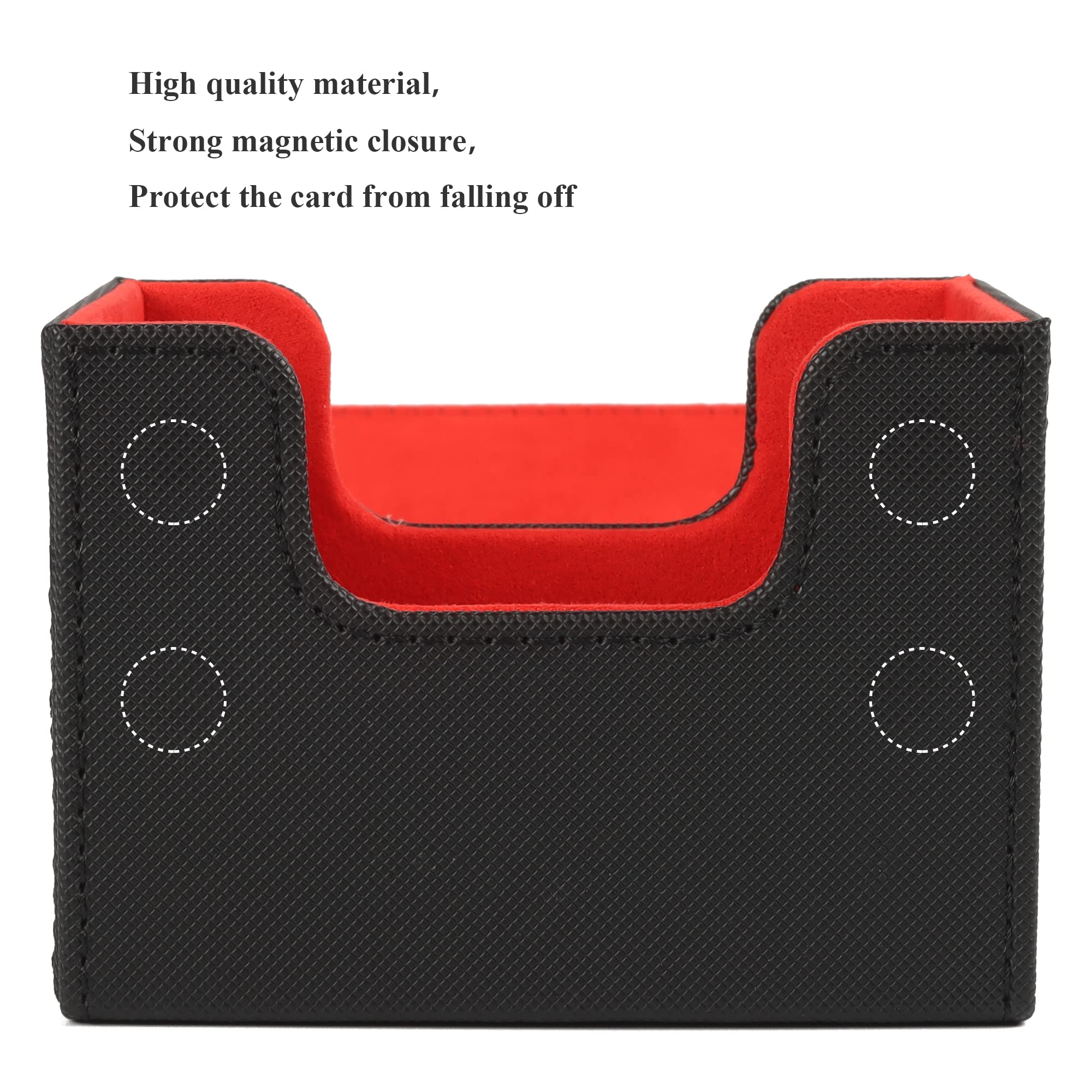 ÆGIS GUARDIAN Card Deck Box for MTG – Leather Commander Deck Case Holds 120+ Sleeved Cards, Strong Magnets, Red Interior