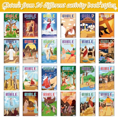 gisgfim 24-Pack Mini Christian Activity Books – Bible Puzzles, Mazes, Word Games for Kids Sunday School Party Favors