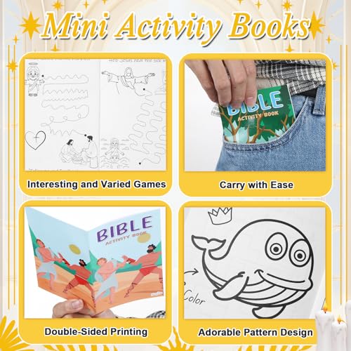 gisgfim 24-Pack Mini Christian Activity Books – Bible Puzzles, Mazes, Word Games for Kids Sunday School Party Favors