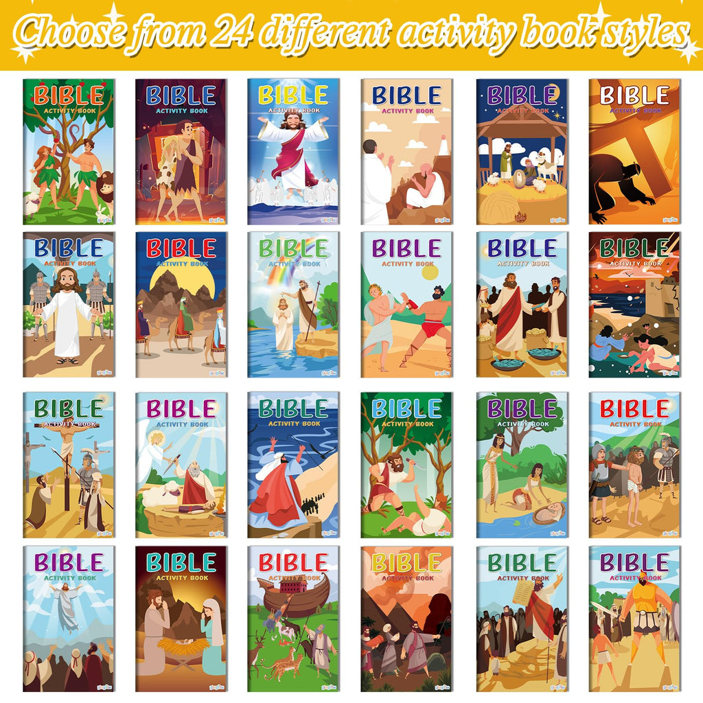 gisgfim 24-Pack Mini Christian Activity Books – Bible Puzzles, Mazes, Word Games for Kids Sunday School Party Favors