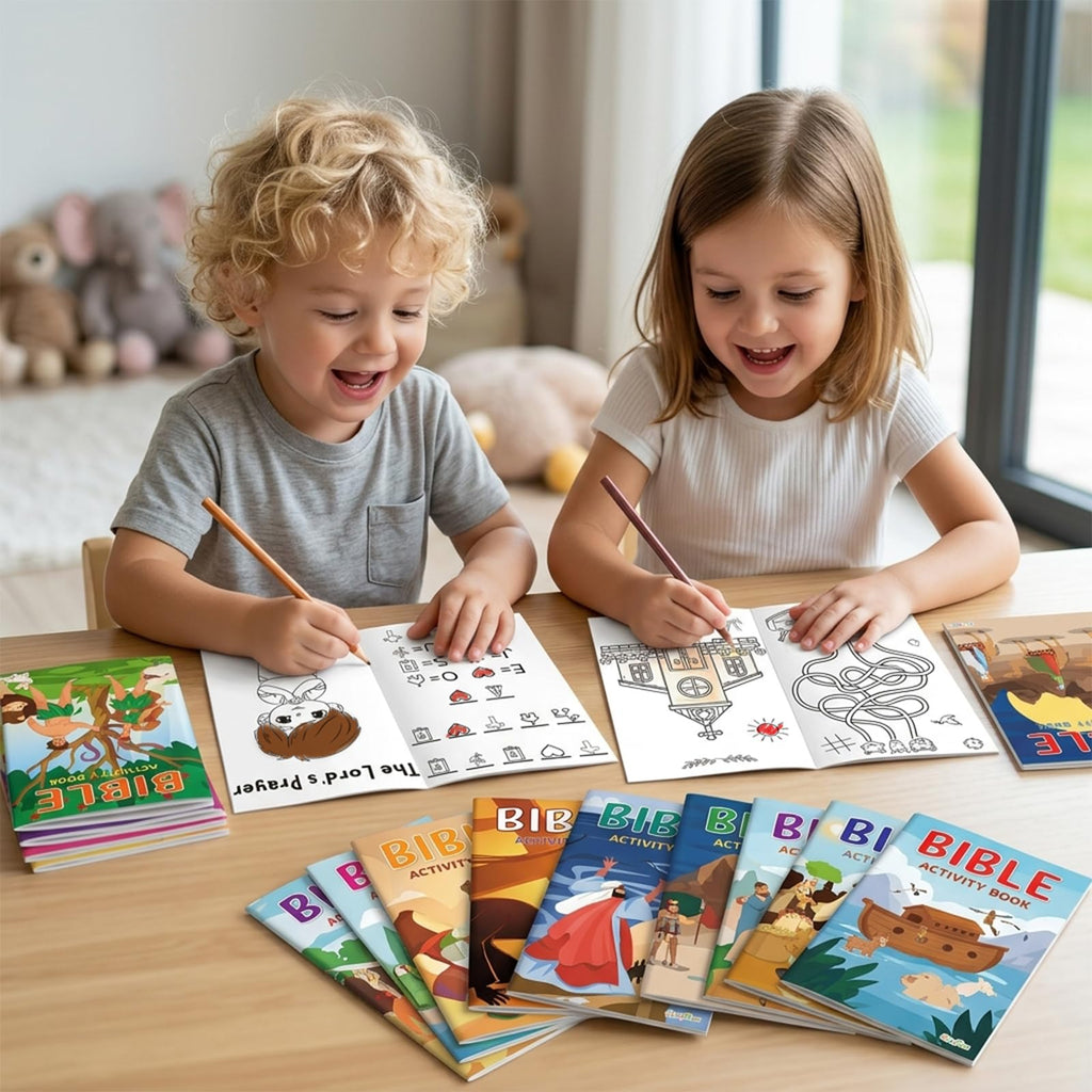 gisgfim 24-Pack Mini Christian Activity Books – Bible Puzzles, Mazes, Word Games for Kids Sunday School Party Favors