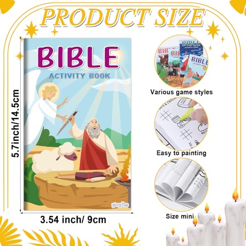 gisgfim 24-Pack Mini Christian Activity Books – Bible Puzzles, Mazes, Word Games for Kids Sunday School Party Favors