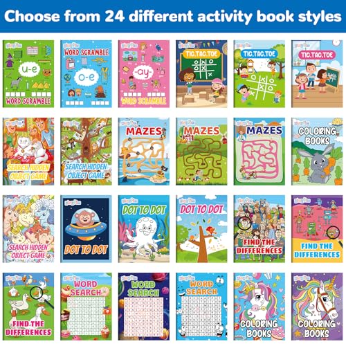 gisgfim 48 Mini Activity Books for Kids – 24 Styles, Mazes, Puzzles, Party Favors Ages 4-12