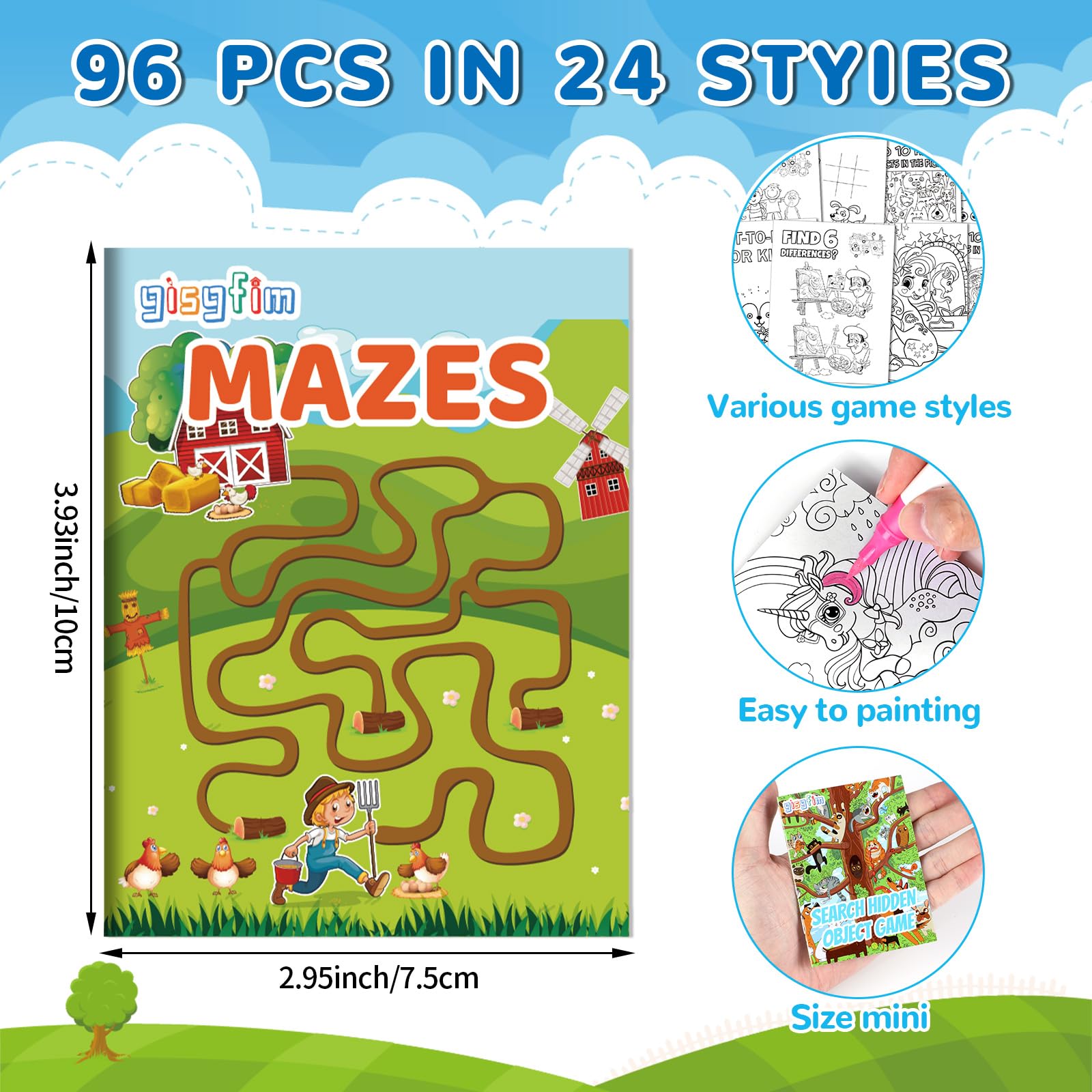 gisgfim 48 Mini Activity Books for Kids – 24 Styles, Mazes, Puzzles, Party Favors Ages 4-12