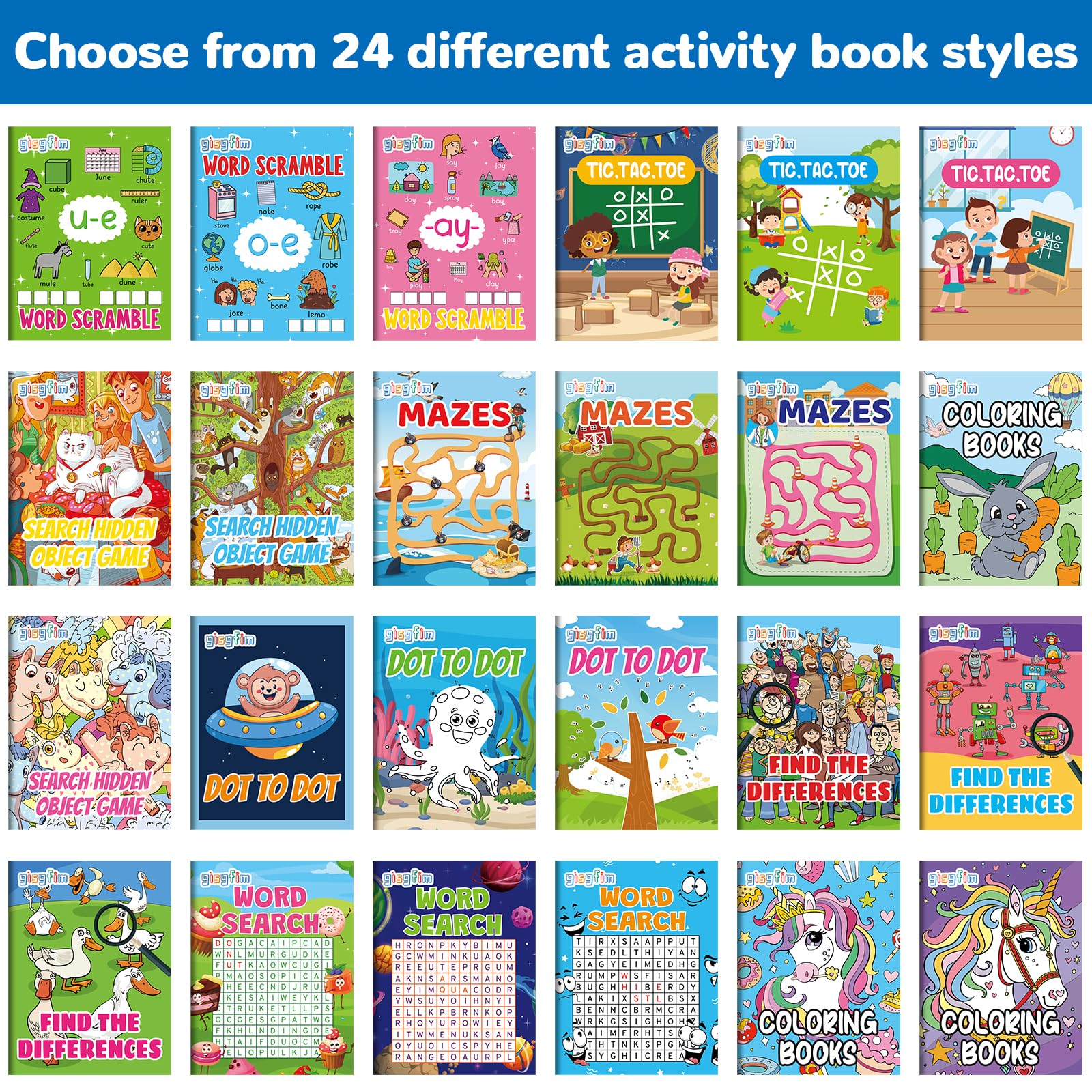 gisgfim 48 Mini Activity Books for Kids – 24 Styles, Mazes, Puzzles, Party Favors Ages 4-12