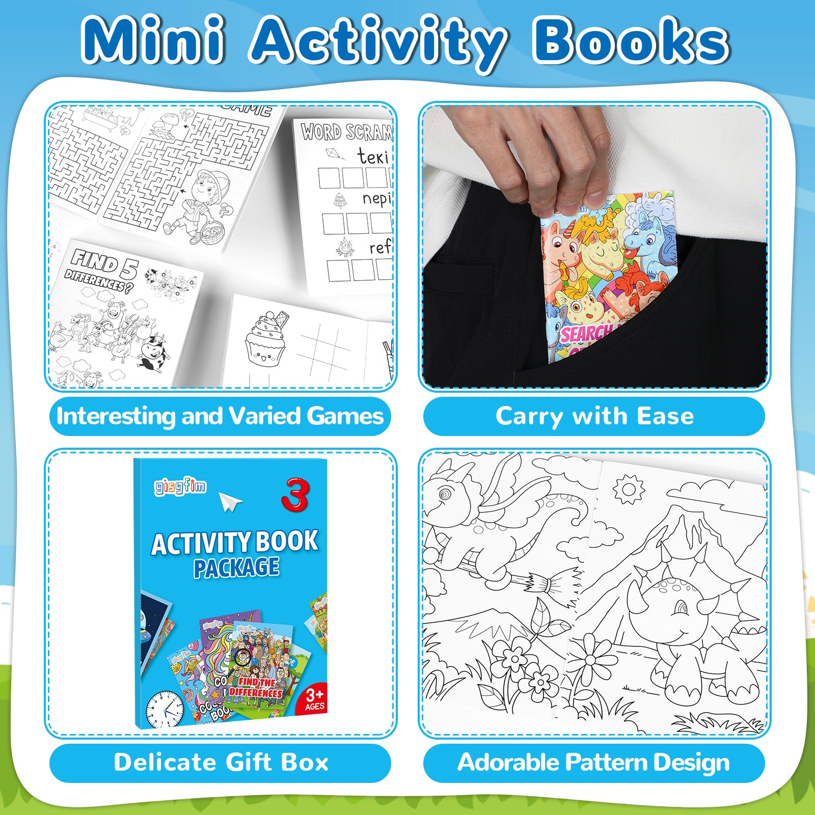 gisgfim 48 Mini Activity Books for Kids – 24 Styles, Mazes, Puzzles, Party Favors Ages 4-12