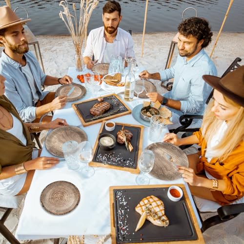 gisgfim 48-Piece Rustic Wooden Tree Party Plates Set for Lumberjack Camping Hunting Themes
