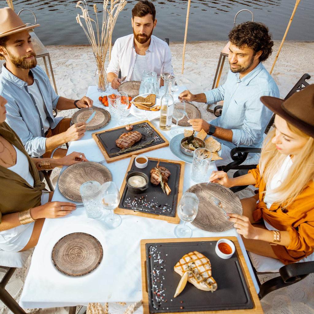 gisgfim 48-Piece Rustic Wooden Tree Party Plates Set for Lumberjack Camping Hunting Themes