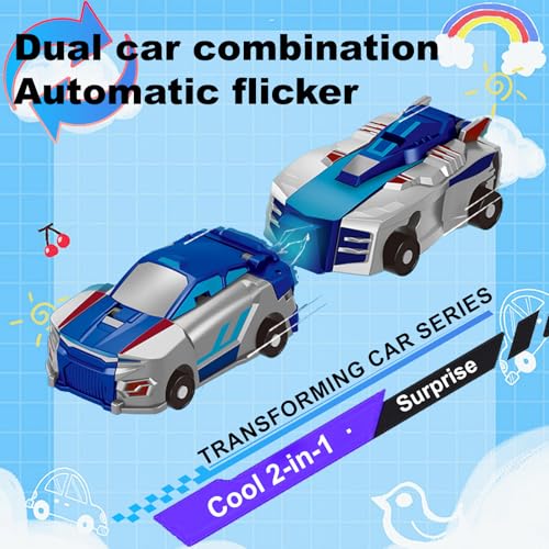 Gkiozu 2-in-1 Magnetic Dinosaur Car Toy: Crash & Transform Vehicle to Dino, No Batteries, Ages 3-12 (Blue Dragon)
