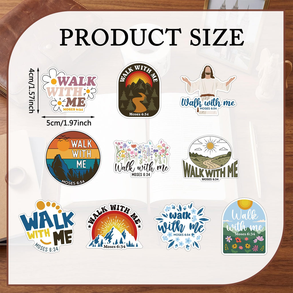 Glenmal 1000 Walk with Me Stickers 2026 Mormon Youth Theme Moses 6:34 - Waterproof Religious Decals for Baptism, Missionaries, Church Events