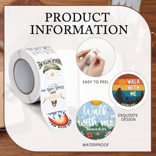 Glenmal 1000 Walk with Me Stickers 2026 Mormon Youth Theme Moses 6:34 - Waterproof Religious Decals for Baptism, Missionaries, Church Events