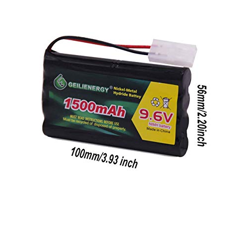 GLEPOWEER 9.6V NiMH 1500mAh Battery Pack with Standard Tamiya Connector for RC Cars and Diagnostic Scanners