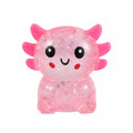 Glitter Axolotl Squishy Toy – Stretchy Stress Ball for Anxiety Relief, Pocket-Sized Fidget Toy for Kids Teens Adults (Pink)