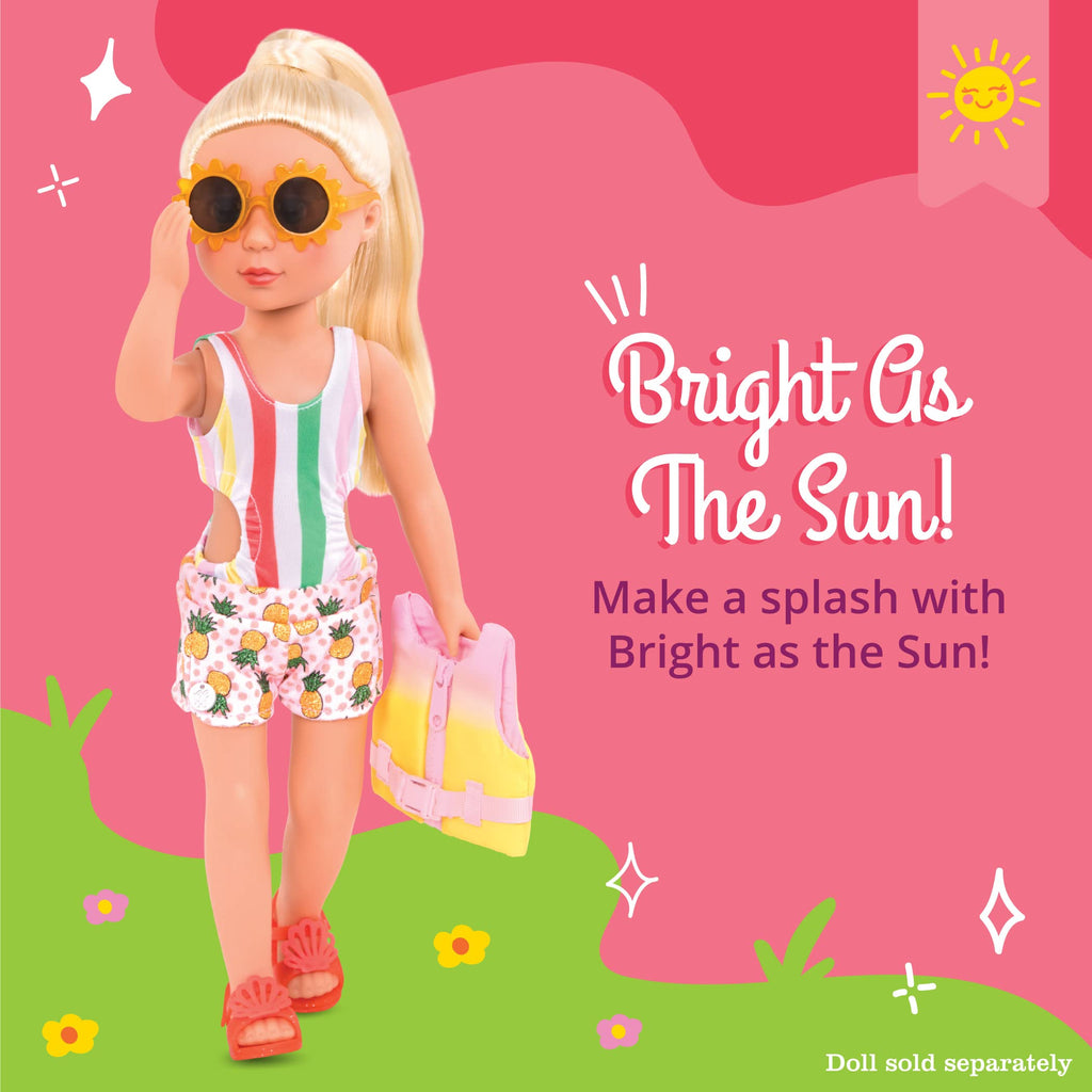 Glitter Girls Bright as The Sun Swimsuit Set for 14-Inch Dolls