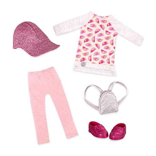 Glitter Girls Head to Toe Glimmer Tunic & Leggings Set for 14-Inch Dolls, Pink, Ages 3+