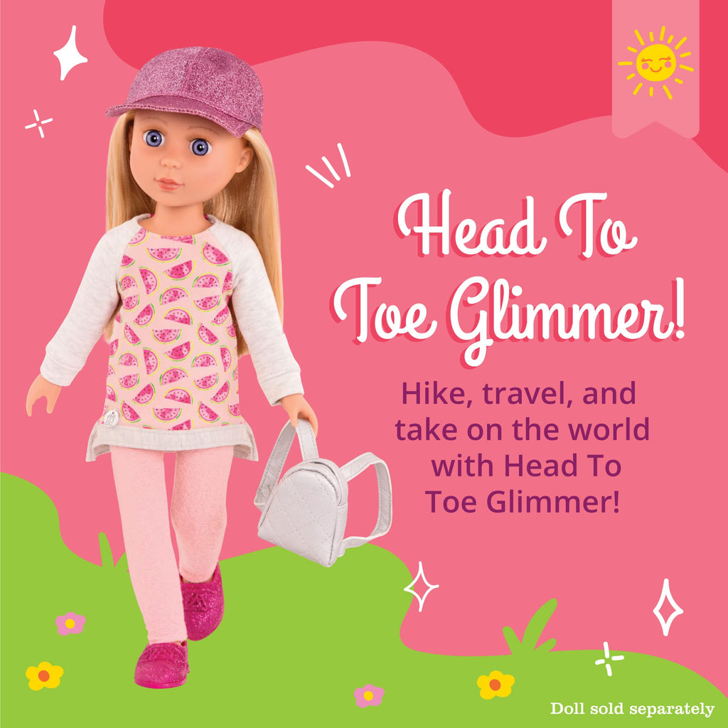 Glitter Girls Head to Toe Glimmer Tunic & Leggings Set for 14-Inch Dolls, Pink, Ages 3+