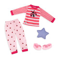 Glitter Girls Ladybug Shimmer Pajama Set for 14-Inch Dolls – Top, Bottoms, Pillow & Slippers