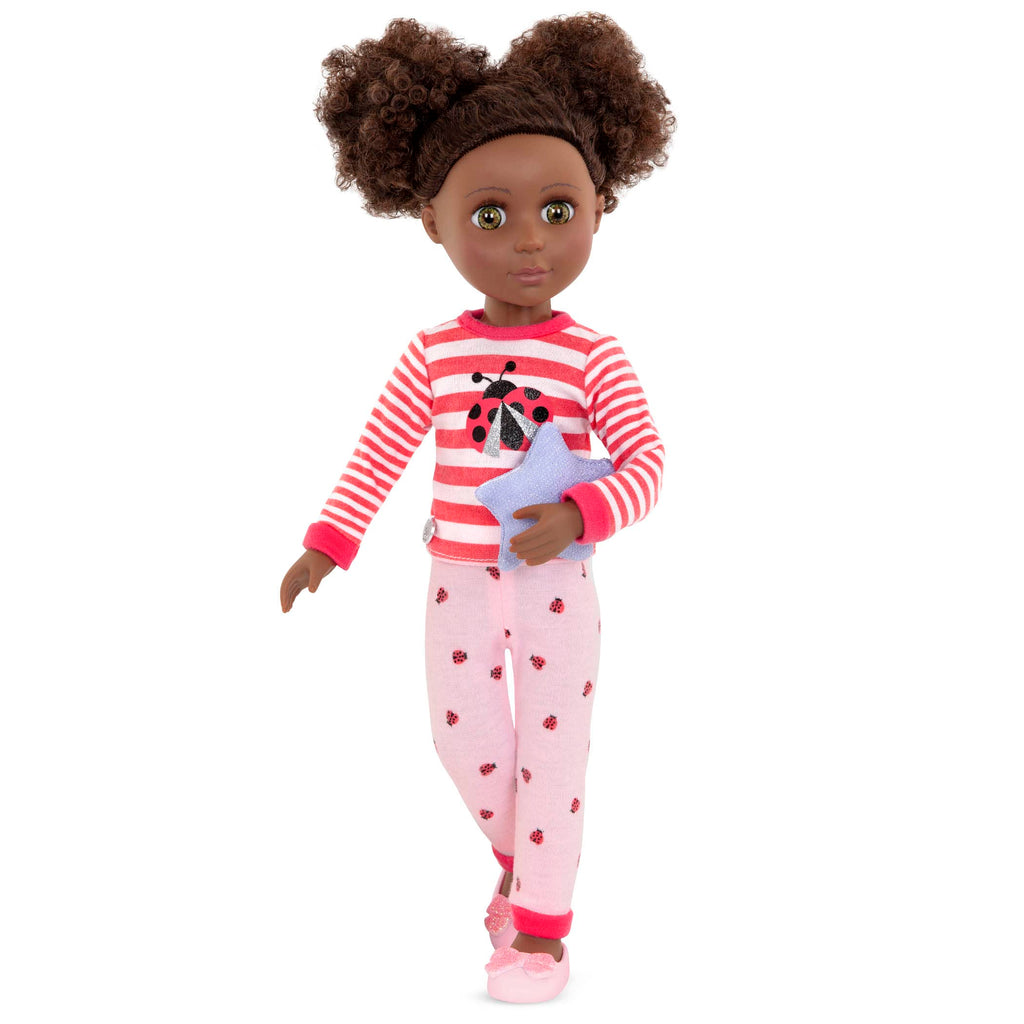 Glitter Girls Ladybug Shimmer Pajama Set for 14-Inch Dolls – Top, Bottoms, Pillow & Slippers